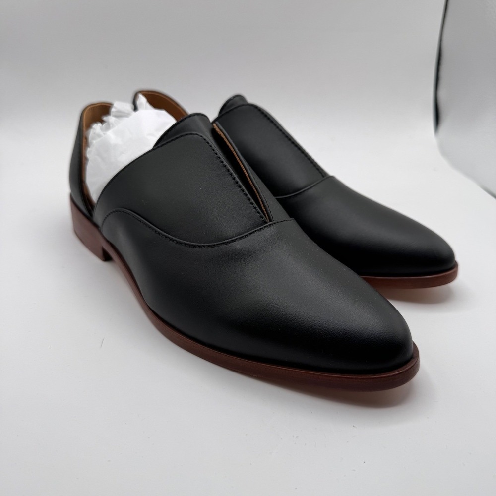 Nisolo Emma d'Orsay Oxford Black Leather Cutout Flats Women's 10 New in Box